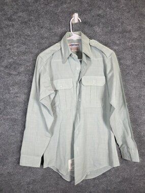 Propper Dress Shirt Mens 14.5-32 Green Long Sleeve Military Uniform Tapered